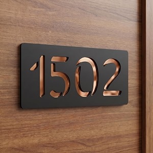 acrylic house number sign plate for home entrance door  premium matt black amp gold mirror finish  custom house number plaque  waterproof outdoor name plate copper 150x75mm