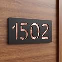 Acrylic House Number Sign Plate for Home Entrance Door | Premium Matt Black &amp; Gold Mirror Finish | Custom House Number Plaque | Waterproof Outdoor Name Plate (Rose Gold, 150x75mm)
