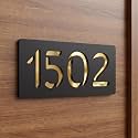Acrylic House Number Sign Plate for Home Entrance Door | Premium Matt Black &amp; Gold Mirror Finish | Custom House Number Plaque | Waterproof Outdoor Name Plate (Gold, 150x75mm)