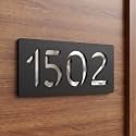 Acrylic House Number Sign Plate for Home Entrance Door | Premium Matt Black & Gold Mirror Finish | Custom House Number Plaque | Waterproof Outdoor Name Plate (Silver, 200x100mm)