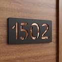 Acrylic House Number Sign Plate for Home Entrance Door | Premium Matt Black &amp; Gold Mirror Finish | Custom House Number Plaque | Waterproof Outdoor Name Plate (Copper, 150x75mm)