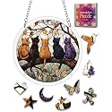Acrylic Jigsaw Puzzle Suncatcher Cats Fall Forest Adult Puzzles Gifts 12"