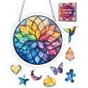 Acrylic Jigsaw Puzzle Suncatcher Colorful Lotus Flower Adult Gifts 9.8"