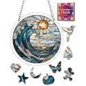 Acrylic Jigsaw Puzzle Suncatcher Ocean Wave Sun Adult Puzzles Gifts 6.3"