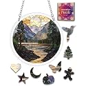 Acrylic Jigsaw Puzzle Suncatcher Sunset Mountains River Puzzles Gifts 7.8"