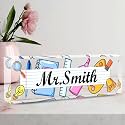 Acrylic Personalized Office Desk Name Plate, Teacher Appreciation Gifts