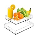 Acrylic Serving Tray Set of 2-16x12 & 15.4x11.9 Inch Clear Luxury Trays for Kitchen, Dining, Bathroom Organizer - Non-Slip, Scratch-Resistant, Spill-Proof Design - Ideal Gift for Housewarming, Parties