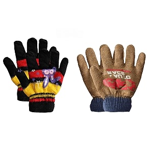 acrylic warm woolen winter knit cold weather fleece wool gloves for boys amp girls fits for 5-10 years