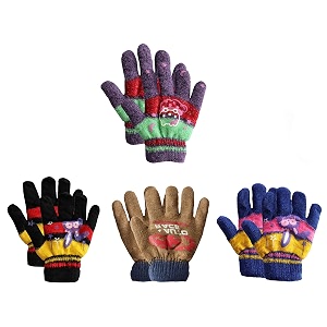 acrylic warm woolen winter knit cold weather fleece wool gloves for boys amp girls fits for 5-10 years