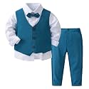 ACSUSS Kids Baby Boys Gentleman 4 Piece Clothes Set Toddler Gentlemen Wedding Suit Bow Tie Shirt Pants Outfits