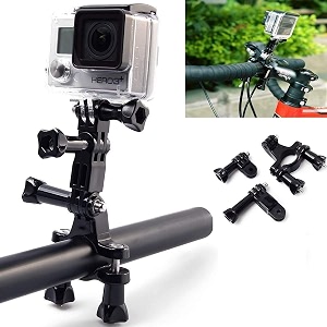 action pro bike handlebar clamp with three-way pivot arm compatible with gopro- 131211109876544s33sjcamyieken action cameras black