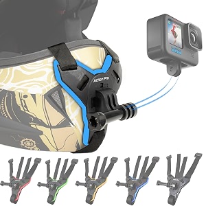 action pro helmet chin strap mount joint j hook with screw compatible with all smartphones and gopro 13 12 11 10 9 8 7 5 4  sjcam  dji osmo  insta360 x4 x3 x2 amp other action cameras blue 20