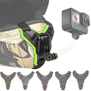 action pro helmet chin mount strap with j hook compatible with all smartphones and gopro 13 12 11 10 9 8 7 5 4  sjcam  dji osmo  insta360 x4 x3 x2 amp other action cameras made in india green