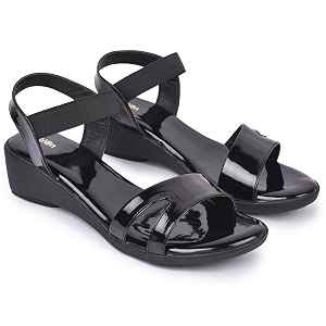 Action Womens Patent Platform SandalsOpen Toe Elastic