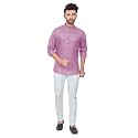 BE ACTIVE Men's Solid Linen Blend Short Kurta with Mandarin Collar || Short Kurta for Men Cotton || Stylish Short Kurta || Short Kurta Men (US-RF0016_5_S)