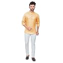 BE ACTIVE Men's Solid Linen Blend Short Kurta with Mandarin Collar || Short Kurta for Men Cotton || Stylish Short Kurta || Short Kurta Men (US-RF0016_4_XXL)