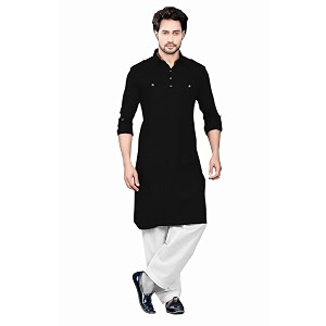 be active pathani salwar kurta set cotton solid pattern for wedding festivals full sleeves high neck