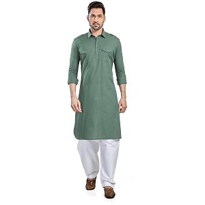 be active pathani salwar kurta set cotton solid pattern for wedding festivals full sleeves high neck