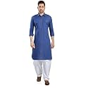 BE ACTIVE Pathani Salwar Kurta Set Cotton, Solid Pattern for Wedding, Festivals, Full Sleeves High Neck