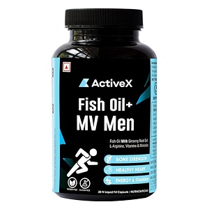 activex omega 3 fish oil plus multi vitamin dual release capsules for men for bone strength healthy heart energy amp stamina contains pellets of 15 essential vitamins amp minerals 30 capsules