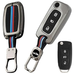 metal shell silicone key cover compatible with tata tiago  nexon  altroz  safari  storme  zest  bolt  tigor  punch  hexa  3 button flip remote key cover for tatamulticolor
