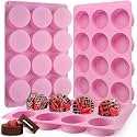 Actvty Round Chocolate Cookie Molds, 3 Pieces 12-Cavity Cylinder Chocolate Silicone Molds for Covered Cookie, Cookies Candy Jelly Mini Cakes and Muffin Baking(Pink)