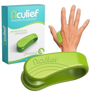 aculief - award winning natural headache migraine and tension relief - wearable acupressure - stress alleviation - simple easy amp effective - black