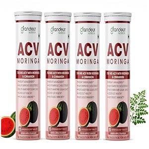 grandeur acv moringa for weight management apple cider vinegar tablets 750mg with cinnamon  controls cravings  no added sugar  natural energy booster  healthy gut  watermelon  60 acv tablets