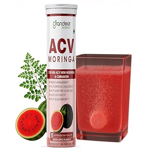 acv moringa effervescent tablets with cinnamon  750 mg apple cider vinegar moringa amp cinnamon refreshing watermelon flavour  weight management sugar amp cholesterol support -15 tabs