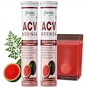 ACV Moringa Effervescent Tablets with Cinnamon — 750 mg Apple Cider Vinegar, Moringa & Cinnamon, Refreshing Watermelon Flavour — Weight Management, Sugar & Cholesterol Support -30 Tabs