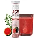 ACV Moringa Effervescent Tablets with Cinnamon — 750 mg Apple Cider Vinegar, Moringa &amp; Cinnamon, Refreshing Watermelon Flavour — Weight Management, Sugar &amp; Cholesterol Support -15 Tabs