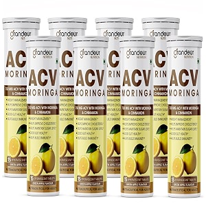 acv moringa effervescent tablets with lemon flavor  enriched with apple cider vinegar moringa amp cinnamon  refreshing daily detox supports digestive health  120 tablets
