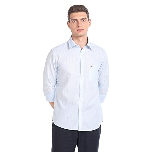 ad by arvind vertical stripe pure cotton summer shirt