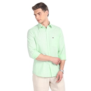 ad by arvind vertical stripe pure cotton summer shirt