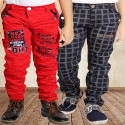 AD & AV Regular Fit Boys Red, Black Trousers