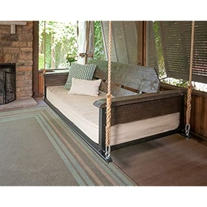 solid wood hanging 2 seater swing chair  wooden hammock swing sofa with rope amp complete accessories for living room indoor outdoor balcony amp garden  house big swings jhula  burn brown