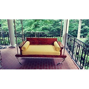 solid wood hanging 2 seater swing chair  wooden hammock swing sofa with rope amp complete accessories for living room indoor outdoor balcony amp garden house big swings jhula redish brown