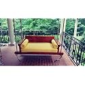 Solid Wood Hanging 2 Seater Swing Chair | Wooden Hammock Swing Sofa with Rope & Complete Accessories for Living Room, Indoor, Outdoor, Balcony & Garden, House Big Swings Jhula, Redish Brown