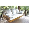 AD Planet Rope Hanging Wooden Hammock Swing Sofa for Living Room | House Swings for Adults | Patio Jhula for Home Indoor, Garden Outdoor &amp; Balcony | Solid Wood, Golden Brown, 60x24x18 Inch