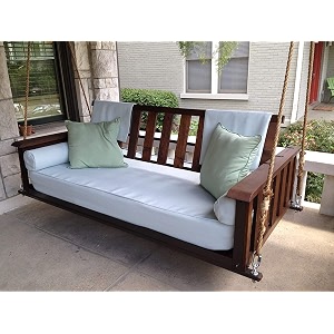 solid wood 2 seater rope swing chair  wooden hammock swing sofa with rope amp complete accessories for living room indoor outdoor balcony amp garden  house big swings jhula  brown finish