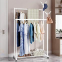 ADA Aluminium Floor Cloth Dryer Stand Freestanding Dual Pole Cloth Stand With 2 Bottom Shoe Shelf Rack & Side Hooks (1 Tier)