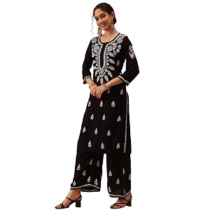Ada Hand Embroidered Lucknowi Chikankari Modal Kurta