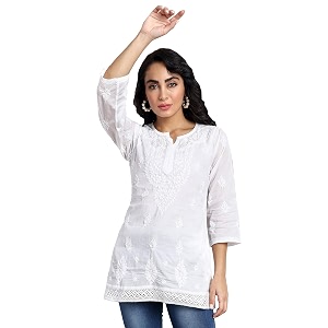 Ada Hand Embroidered Lucknowi Chikankari Cotton Top