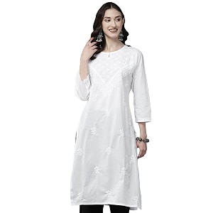 Ada Hand Embroidered Lucknowi Chikankari Cotton Kurta