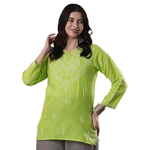 ada hand embroidered lucknowi chikankari cotton top for women a911116