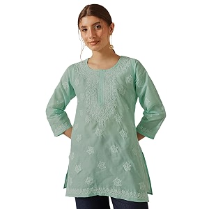 Ada Hand Embroidered Lucknowi Chikankari Cotton Top