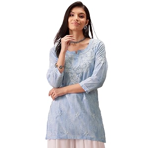 Ada Hand Embroidered Lucknowi Chikankari Cotton Top