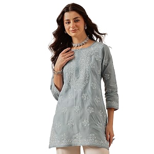 Ada Hand Embroidered Lucknowi Chikankari Cotton Top