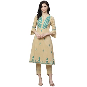 Ada Hand Embroidered Lucknowi Chikankari Cotton Kurta