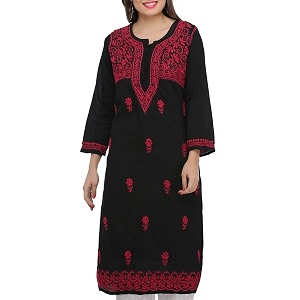 Ada Hand Embroidered Lucknowi Chikankari Cotton Kurta
